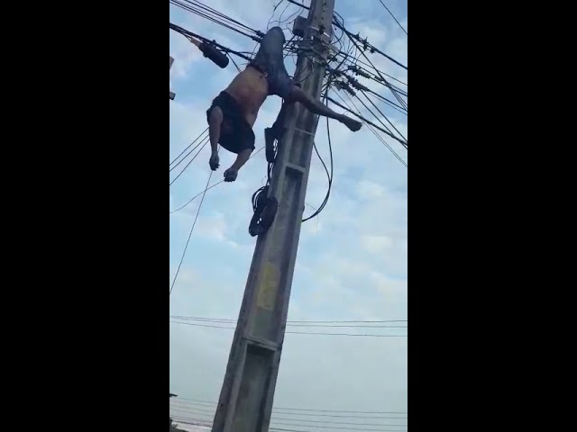 Homem Morre Eletrocutado E Fica Pendurado Em Poste Ao Tentar Furtar Fios Da Rede Elétrica Em 0723